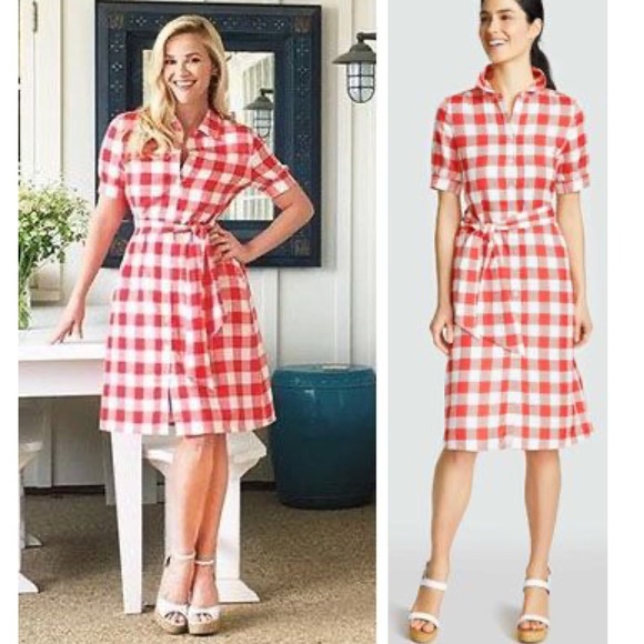 Draper James Dresses & Skirts - Draper James Gingham Picnic Dress Red White 4